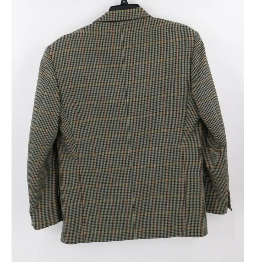 Enrico Gorlani Wool Blend Mens Sports Coat Gun Check Plaid Size 38 Classic Prep